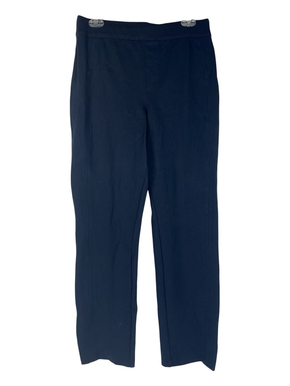 SPANX Sz L The Perfect Pants Navy Ponte Knit Straight Leg Style 20254T EUC